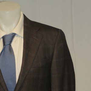 Hickey Freeman Lindsey Brown Plaid Two Button Sport Coat 38R NWT
